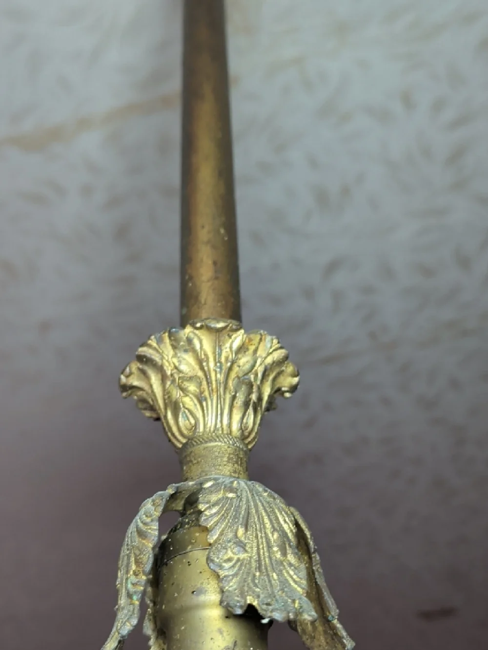Antique Ceiling Medallion and Rod 30 Inches Old School Wiring